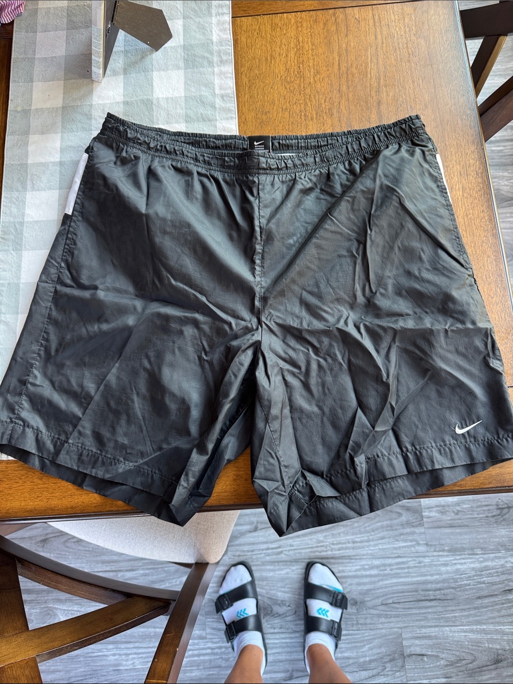 Nike Men’s Black swim trunks with White Accents